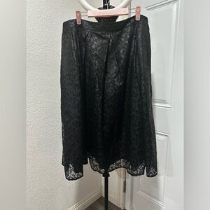 Black faux leather lace skirt